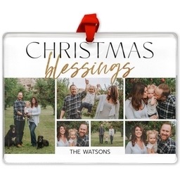 Rectangle Acrylic Photo Ornament with Christmas Blessings design