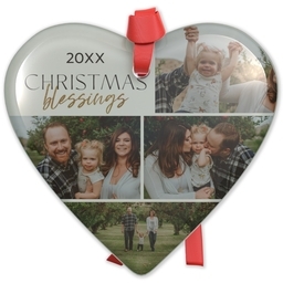 Heart Acrylic Ornament with Christmas Blessings design