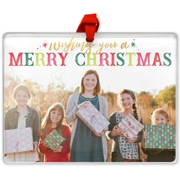 Rectangle Acrylic Photo Ornament with Christmas Colors design