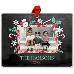 Rectangle Acrylic Photo Ornament with Holiday Icons design