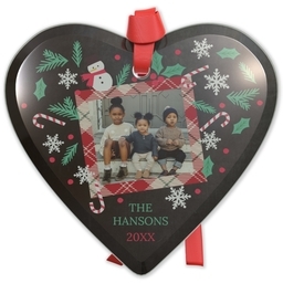 Heart Acrylic Ornament with Holiday Icons design