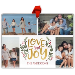 Rectangle Acrylic Photo Ornament with Holiday Love design