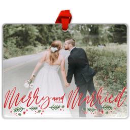 Thumbnail for Acrylic Photo Ornament - Rectangle with Merrily Married design 1