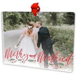 Thumbnail for Acrylic Photo Ornament - Rectangle with Merrily Married design 2