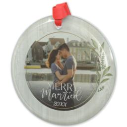 Thumbnail for Circle Acrylic Ornament with Merry Married design 2