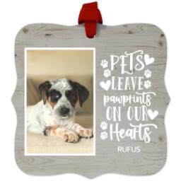 Thumbnail for Personalized Metal Ornament - Fancy Bracket with Rustic Pawprint design 1