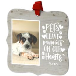 Thumbnail for Personalized Metal Ornament - Fancy Bracket with Rustic Pawprint design 2