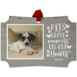 Thumbnail for Personalized Metal Ornament - Modern Corners with Rustic Pawprint design 1