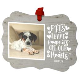 Thumbnail for Personalized Metal Ornament - Scalloped with Rustic Pawprint design 2