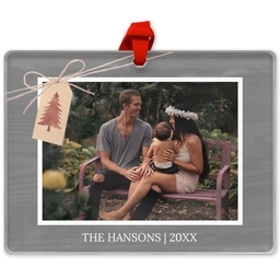 Rectangle Acrylic Photo Ornament with Tree Tag design