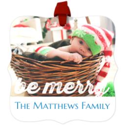 Thumbnail for Personalized Metal Ornament - Fancy Bracket with Be Merry design 1