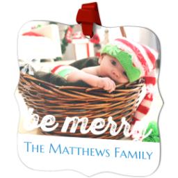 Thumbnail for Personalized Metal Ornament - Fancy Bracket with Be Merry design 2