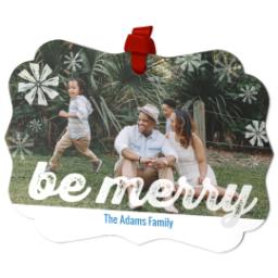 Thumbnail for Personalized Metal Ornament - Scalloped with Be Merry design 2