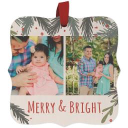 Thumbnail for Wood Photo Ornament - Bracket with Be Merry Holly design 1