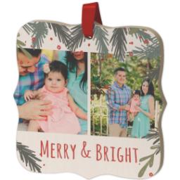 Thumbnail for Wood Photo Ornament - Bracket with Be Merry Holly design 2