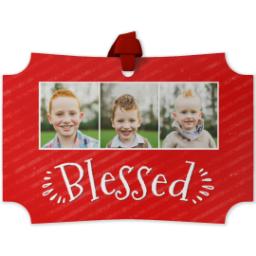 Thumbnail for Personalized Metal Ornament - Modern Corners with Blessed design 1