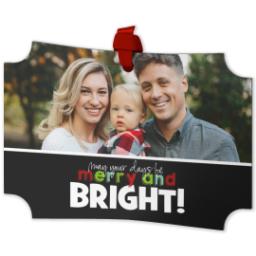 Thumbnail for Personalized Metal Ornament - Modern Corners with Bright Holiday design 2
