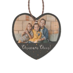 Bamboo Ornament - Heart with Christmas Cheer design
