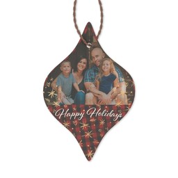 Bamboo Ornament - Tapered with Happy Holidays Plaid design