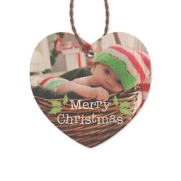 Bamboo Ornament - Heart with Merry Christmas design