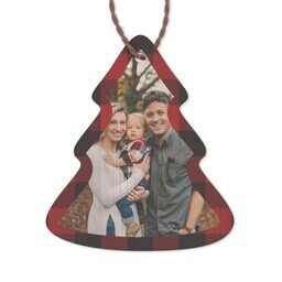 Bamboo Ornament - Tree with Plaid Red Editable design