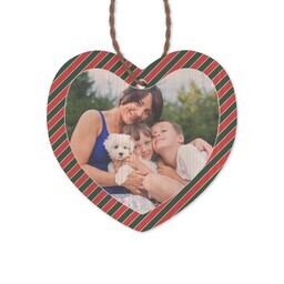 Bamboo Ornament - Heart with Stripes Red Green Editable design