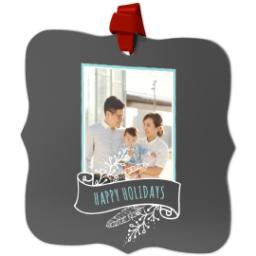 Thumbnail for Personalized Metal Ornament - Fancy Bracket with Chalkboard Banner design 2