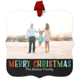 Thumbnail for Personalized Metal Ornament - Fancy Bracket with Christmas Color design 1