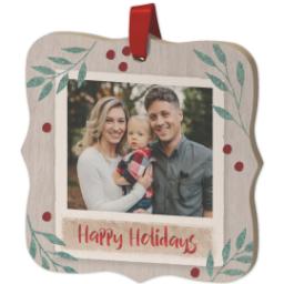 Thumbnail for Wood Photo Ornament - Bracket with Happy Hollydays design 2