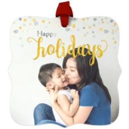 Thumbnail for Personalized Metal Ornament - Fancy Bracket with Holiday Confetti design 1