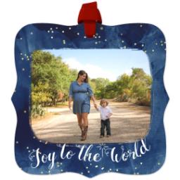 Thumbnail for Personalized Metal Ornament - Fancy Bracket with Joy To The World design 1