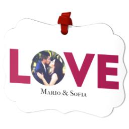 Thumbnail for Personalized Metal Ornament - Scalloped with Love design 2