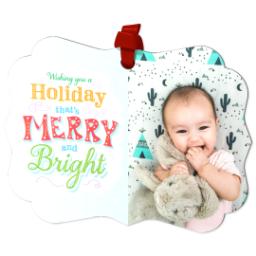 Thumbnail for Scalloped Metal Ornament with Merry and Bright design 2
