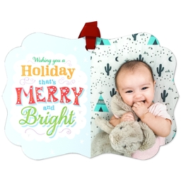 Personalized Metal Ornament - Scalloped with Merry and Bright design