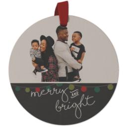 Thumbnail for Wood Photo Ornament - Round with Merry & Bright design 1