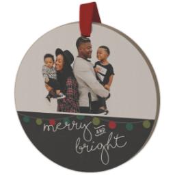 Thumbnail for Wood Photo Ornament - Round with Merry & Bright design 2