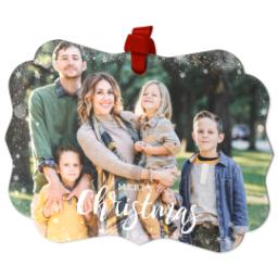 Thumbnail for Personalized Metal Ornament - Scalloped with Merry Shimmer design 2