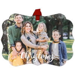 Personalized Metal Ornament - Scalloped with Merry Shimmer design
