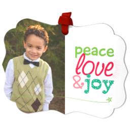 Thumbnail for Scalloped Metal Ornament with Peace, Love & Joy design 2