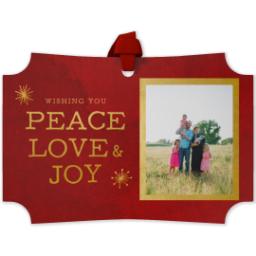 Thumbnail for Personalized Metal Ornament - Modern Corners with Peace Love Joy design 1