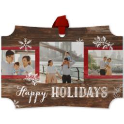 Thumbnail for Personalized Metal Ornament - Modern Corners with Rustic Holidays design 1
