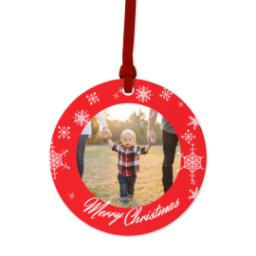 Thumbnail for Ceramic Round Photo Ornament with Wintery Red Christmas design 1