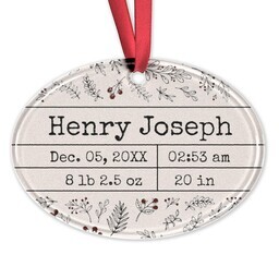 Acrylic Oval Ornament with Announcing Baby design