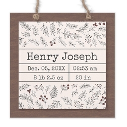 Wood & Acrylic Square Ornament with Announcing Baby design