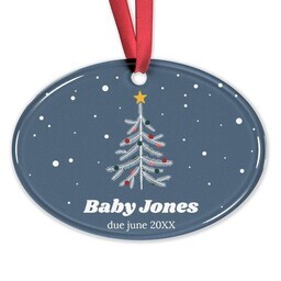 Acrylic Oval Ornament with Baby Christmas Tree design