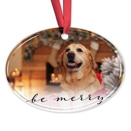 Acrylic Oval Ornament with Be Merry design