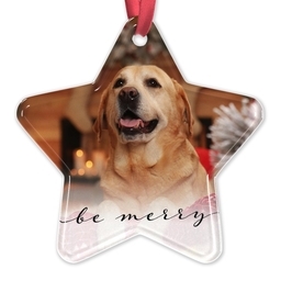 Acrylic Star Ornament with Be Merry design