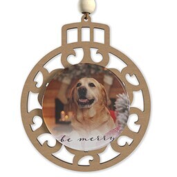 Beaded Wood & Acrylic Ornament with Be Merry design