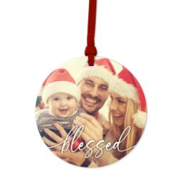 Thumbnail for Ceramic Round Photo Ornament with Blessed design 1