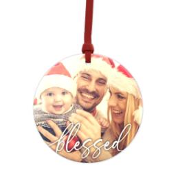 Thumbnail for Metallic Photo Ornament, Round Ceramic with Blessed design 1